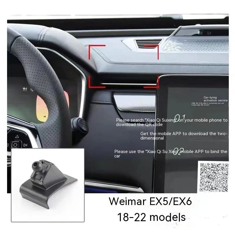 GOODWAY dashboard car mobile phone holder with clip-on vent mount and 360-degree rotating head.