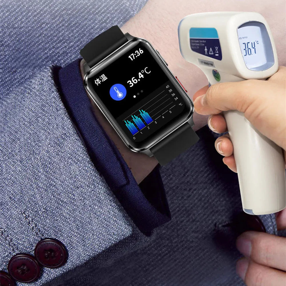 Multi-sport smartwatch with 1.70-inch tempered glass screen and silicone wristband showing fitness tracking interface