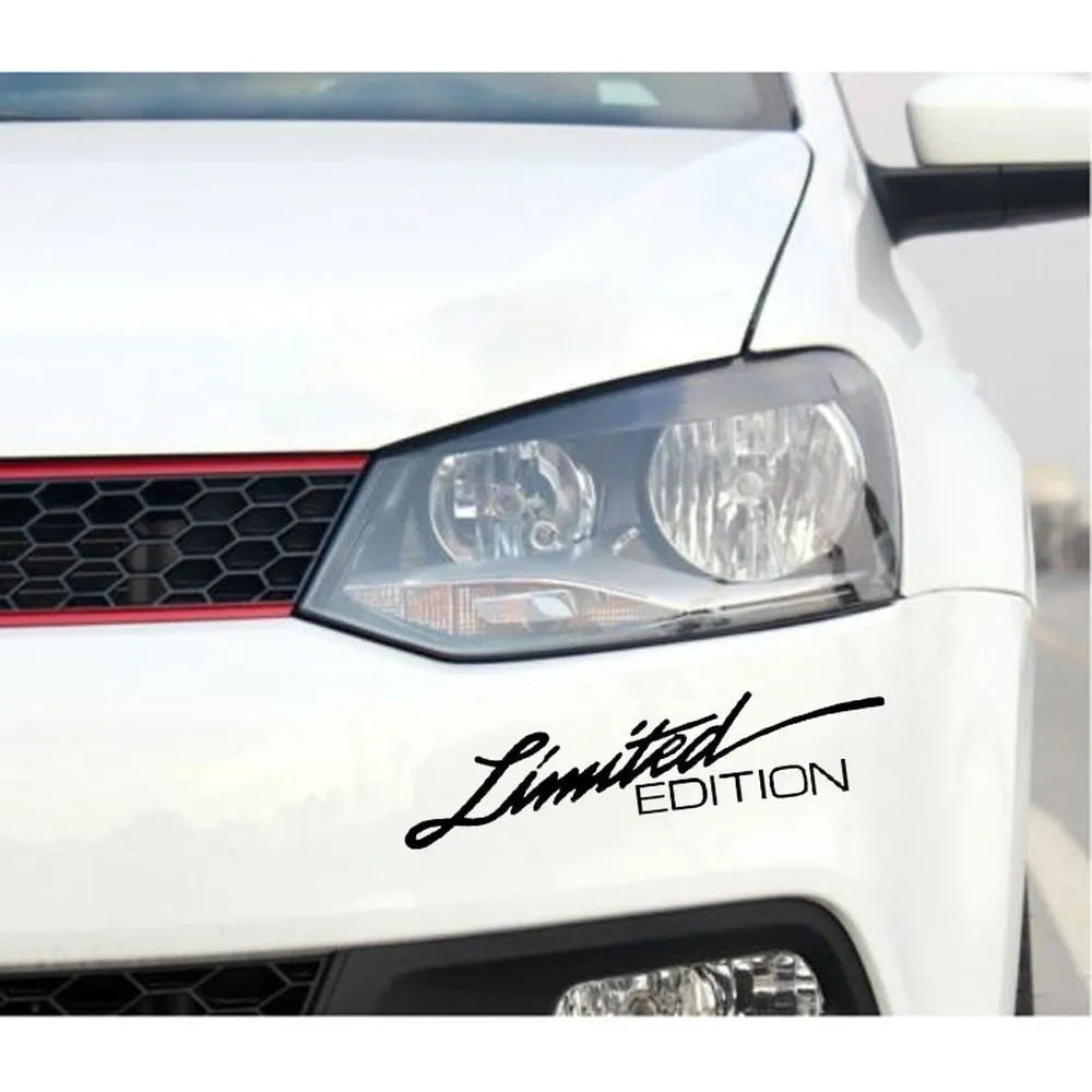 Reflective plastic bumper sticker in black, white, and colourful options showing 16cm length.
