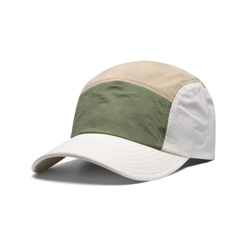 Men's quick-drying baseball cap with curved brim and five-piece colour matching panels