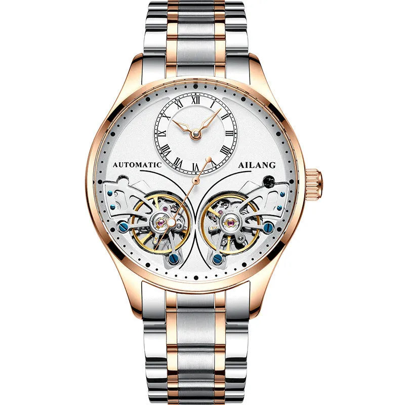 Seiko automatic men's watch with titanium case, tourbillon and moon phase complications on round face