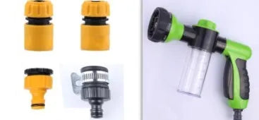 Green high-pressure foam spray water gun with adjustable nozzle for car and garden cleaning.