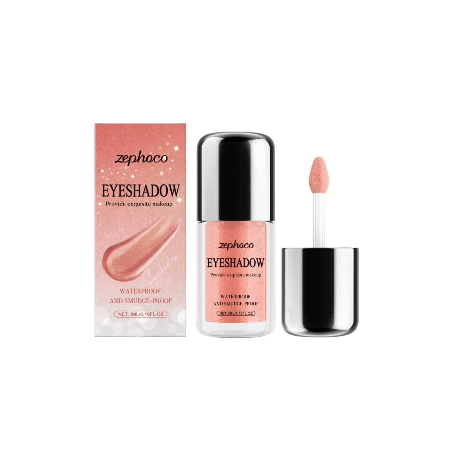 Glitter Peach Powder Liquid Eye Shadow in five shades deep pink gold peach pink red wine red with shimmer finish