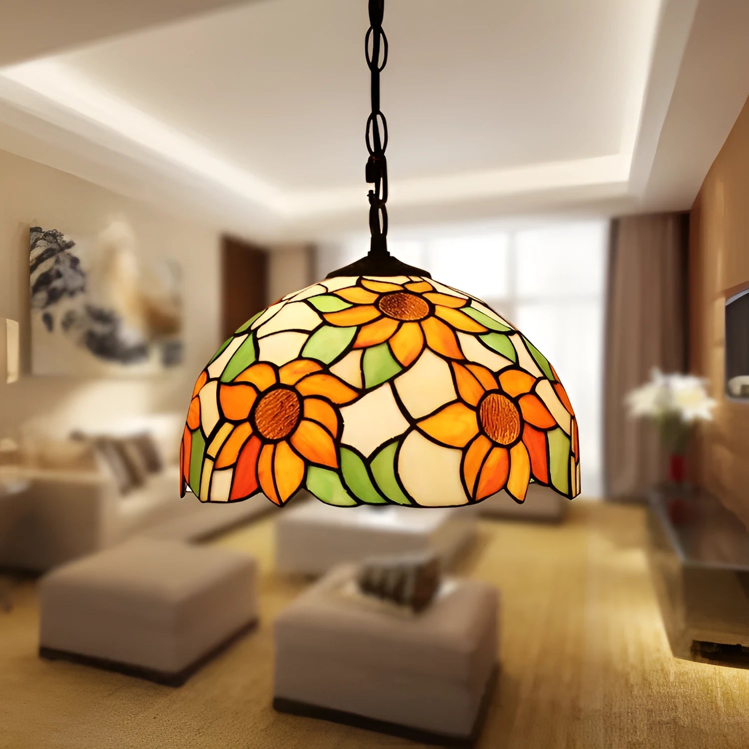 European retro baroque chandelier with coloured glaze finish and abstract design