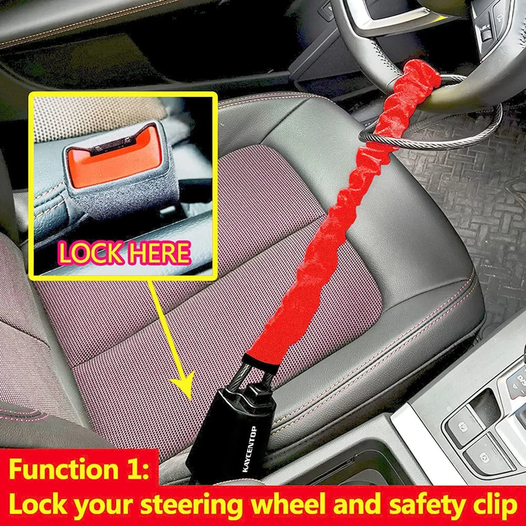 Red car steering wheel lock for General Motors vehicles with iron construction