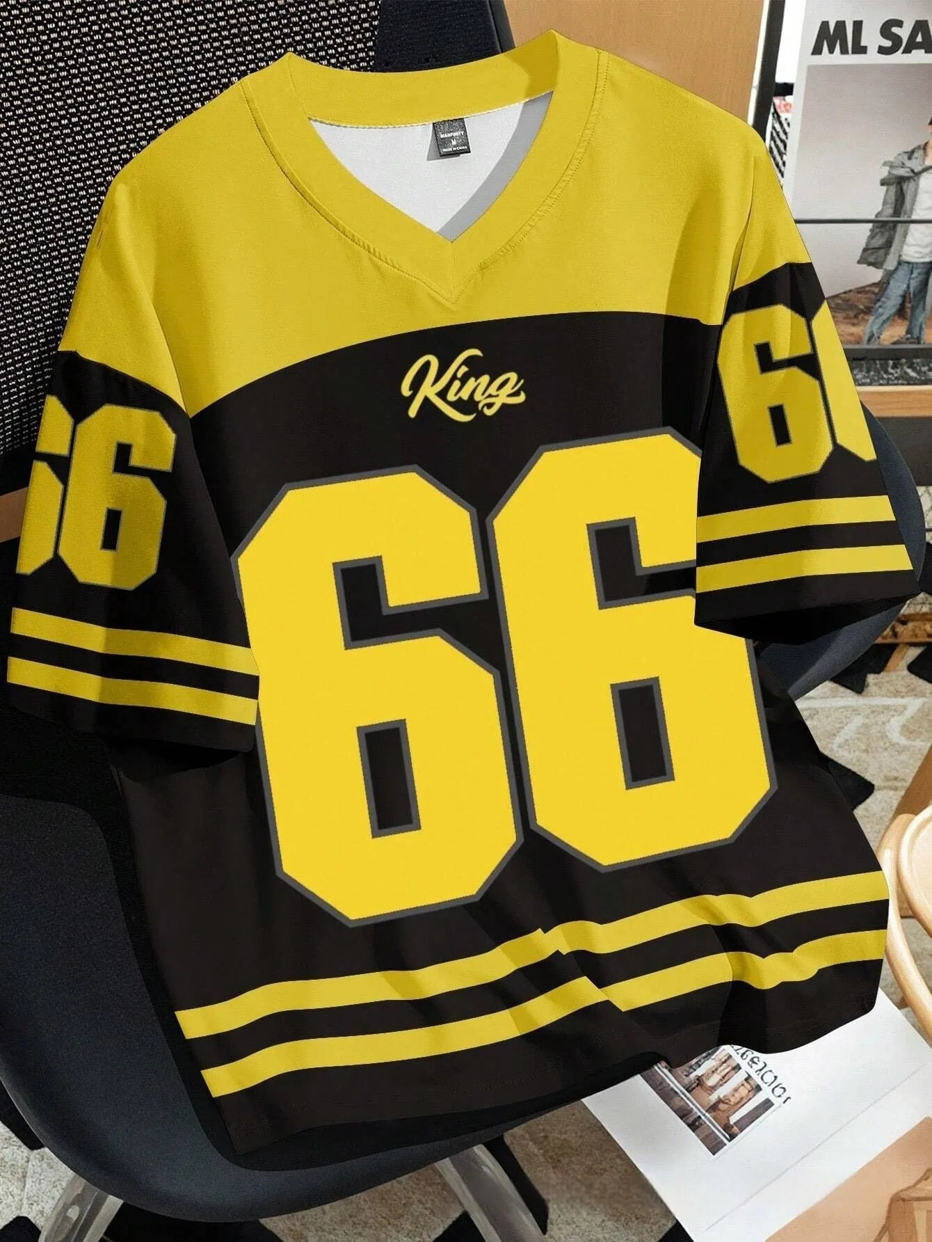 Men's Chicago No 23 3D printed T-shirt in bird eye polyester fabric with digital printing and striped pattern