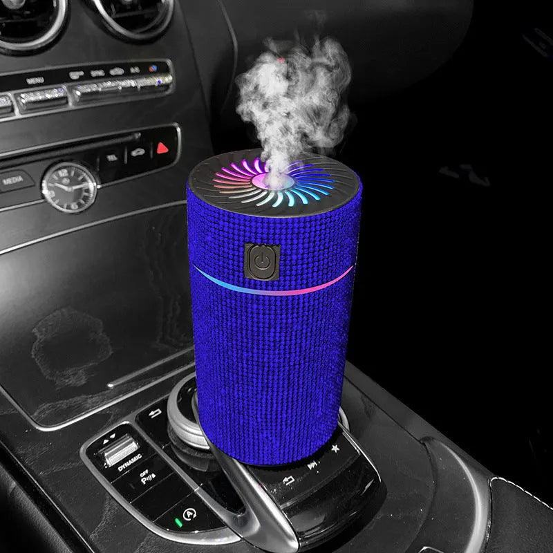 Car mounted air purification humidifier in seven colour options with USB power cable