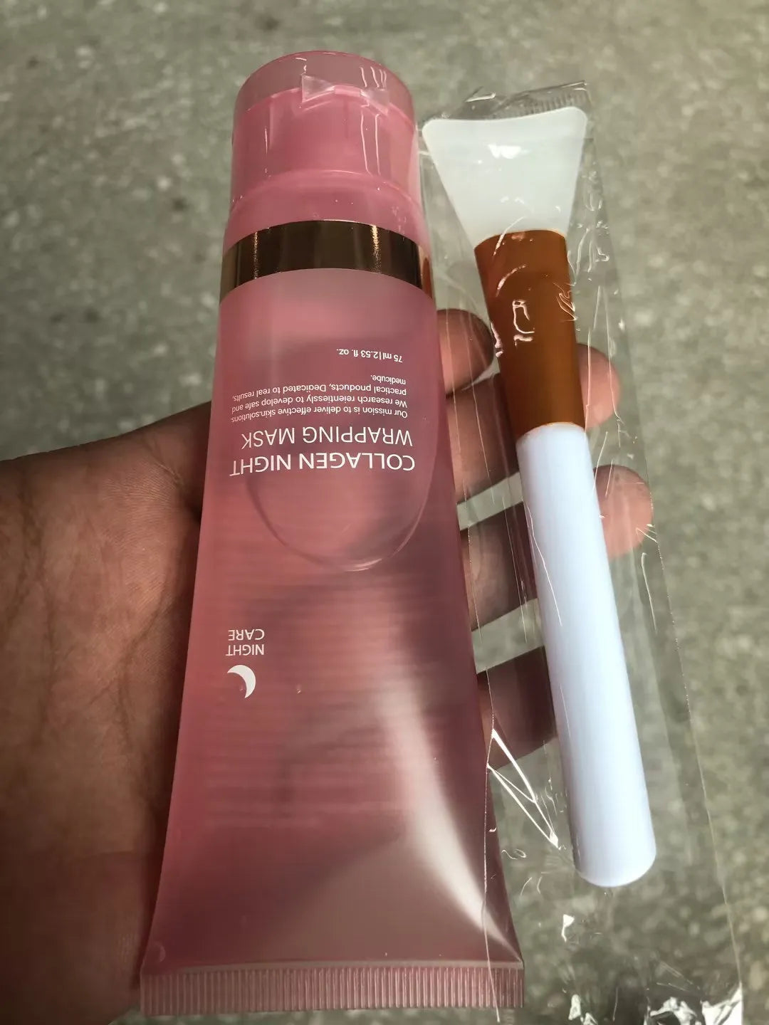 75ml collagen night face mask bottle with brush applicator for even overnight application