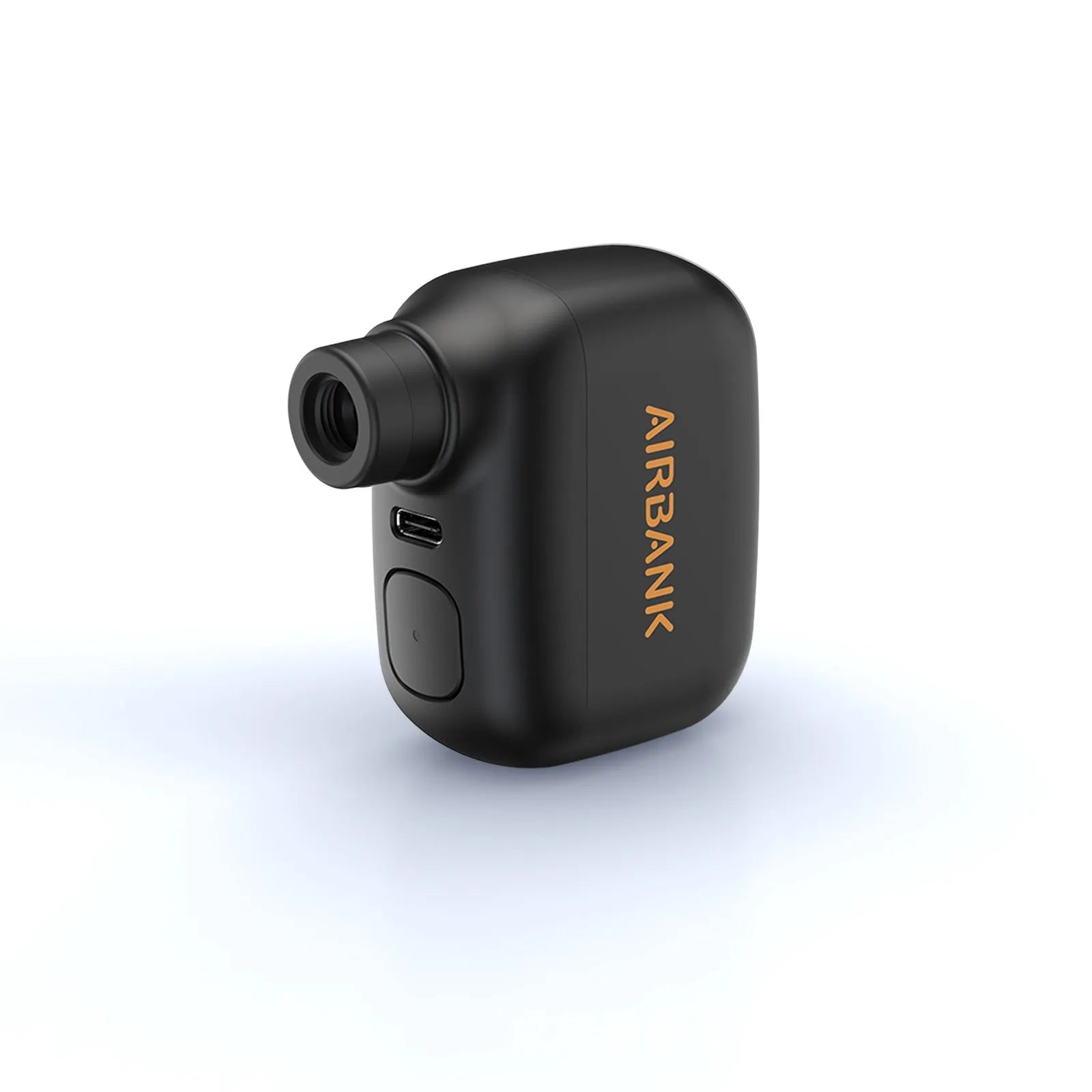Black plastic electric bike pump with USB charging port and waterproof storage bag