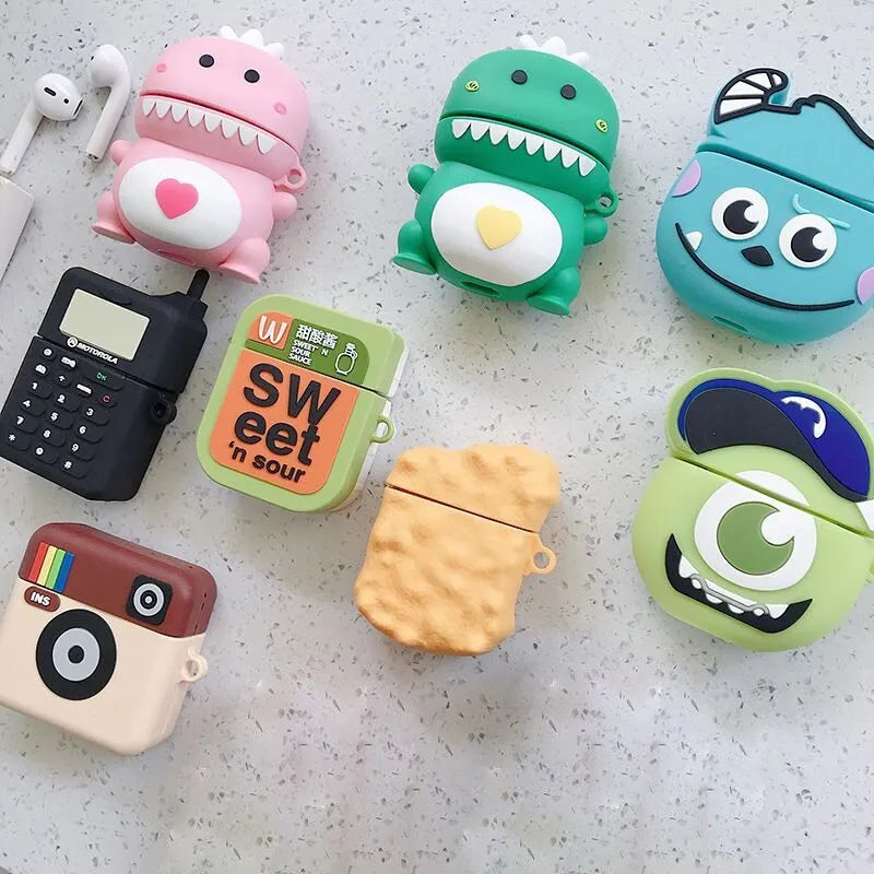 Cartoon animal design silicone case for AirPods 1st and 2nd generation charging case
