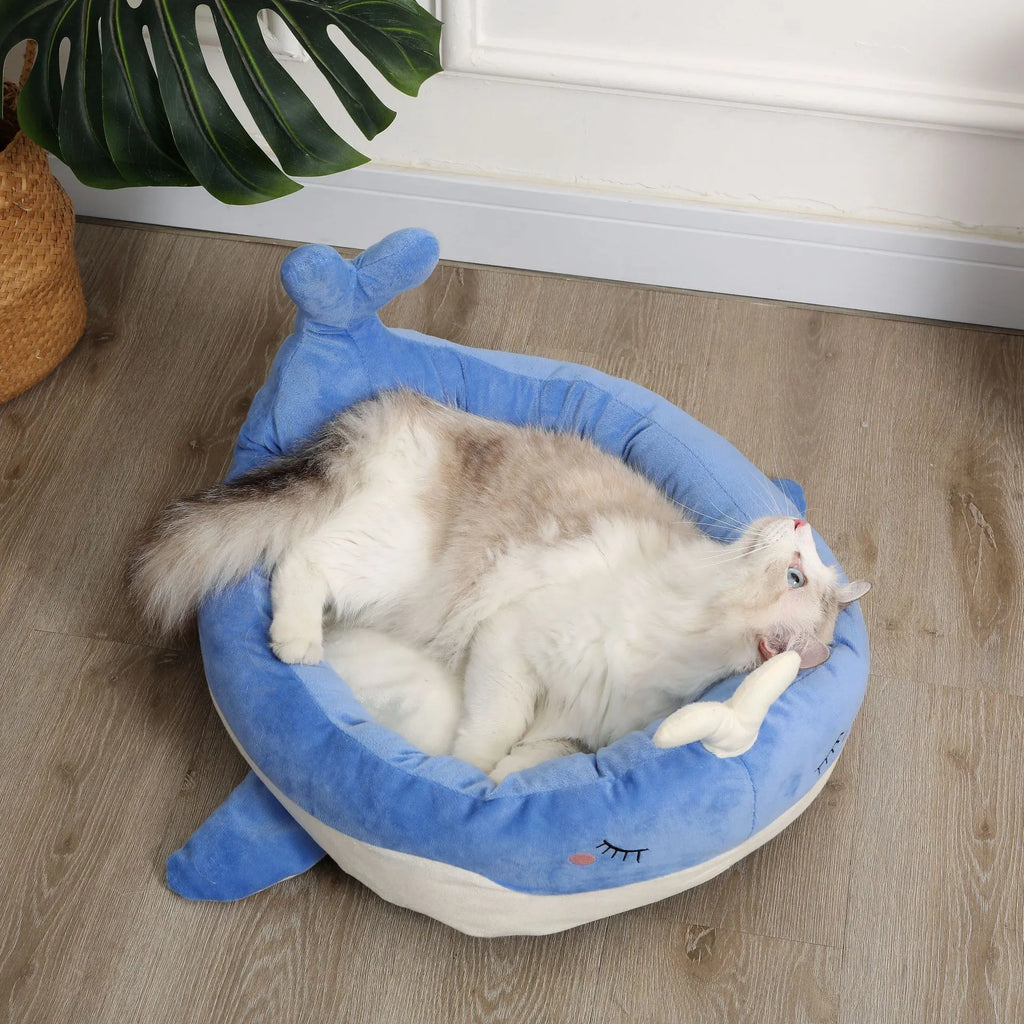Duck shape fluffy pet bed sofa for small dogs and cats in blue or white colour