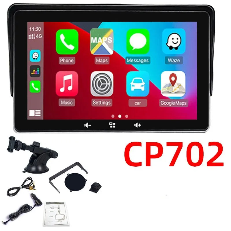 7-inch wireless CarPlay car display with ceiling mount and astern video functionality