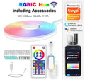 3 metre RGB LED neon light strip with remote control showing colour-changing illumination