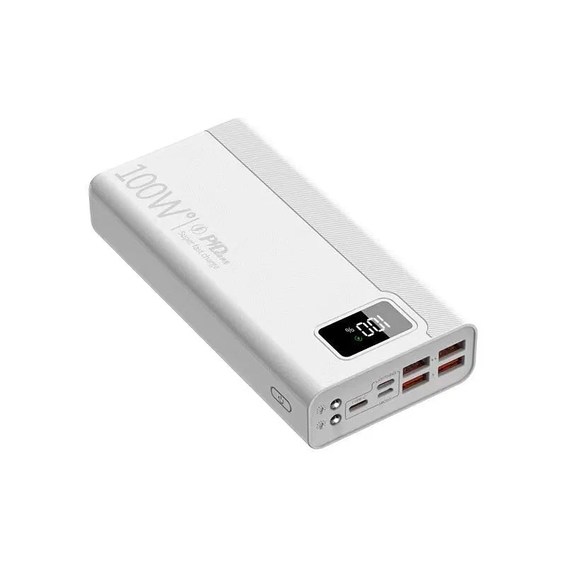 Black and white large capacity power bank with fast charging support