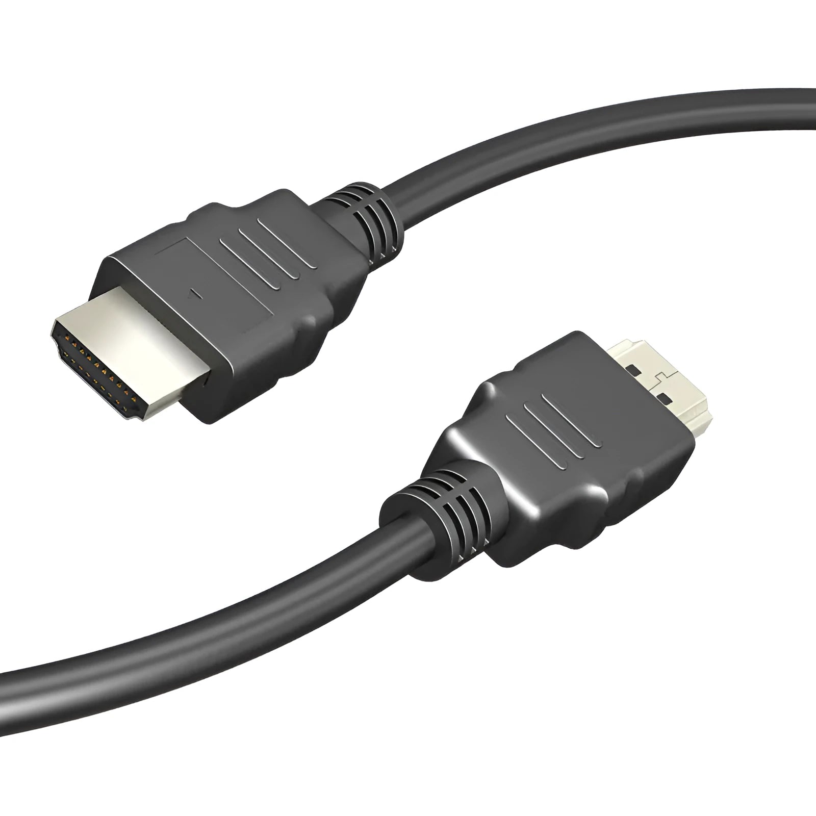 Black HDMI cable with nickel-plated connectors in various lengths for set-top boxes