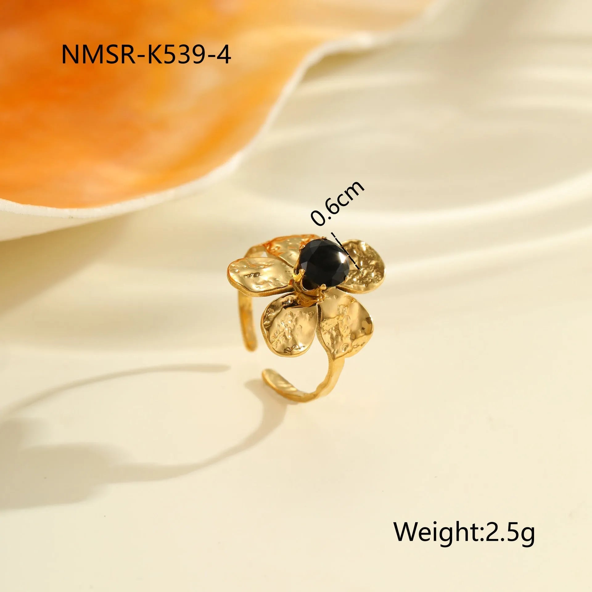 Geometric open mouth women's ring with zircon inlay made from silver-toned electroplated stainless steel.