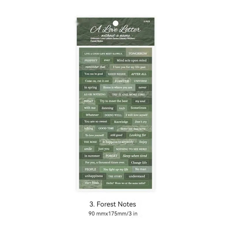 Japanese paper ins English quotation stickers in four colours measuring 90 by 175 millimetres