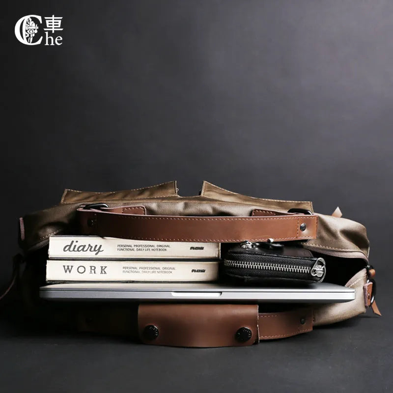 Dpark 14/15 inch laptop bag with shoulder strap in black, brown, or khaki options