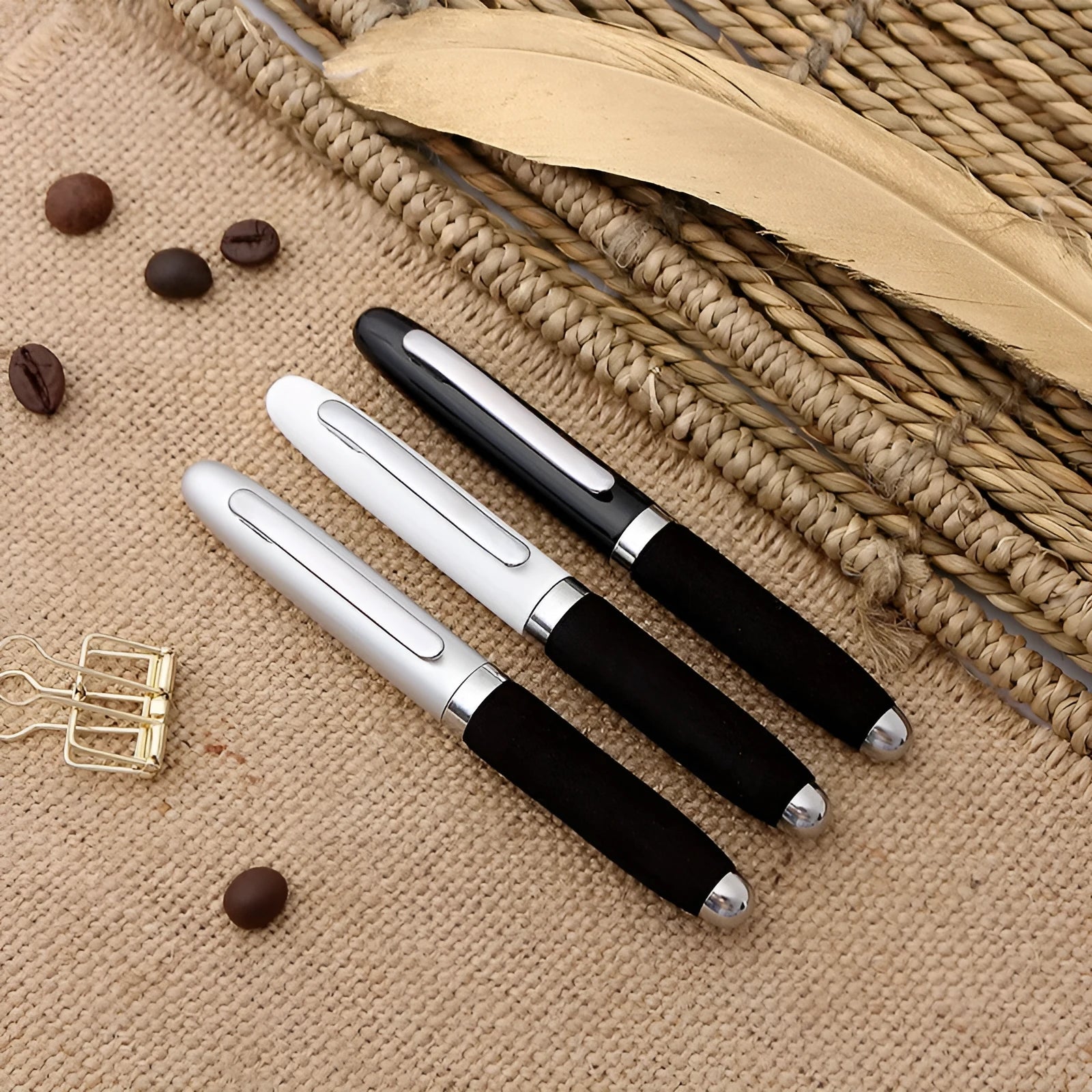 EVA metal cap mini ballpoint pen showing 1.0mm bullet tip and compact 112mm metal construction