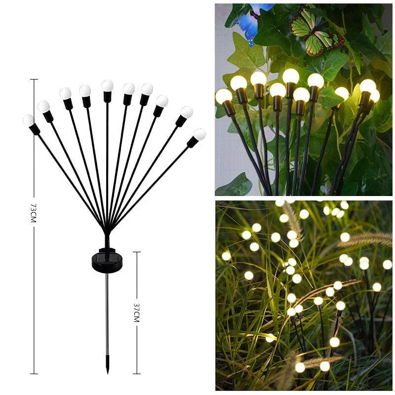 Solar-powered LED garden light with ground spike showing automatic light control for dusk-to-dawn operation