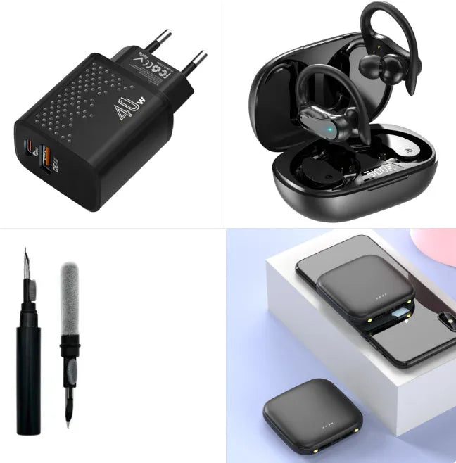 20000 mAh mini power bank in black colour showing dimensions of 82mm x 82mm with LED flashlight