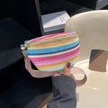 Straw woven women's beach shoulder bag with single strap in blue colour