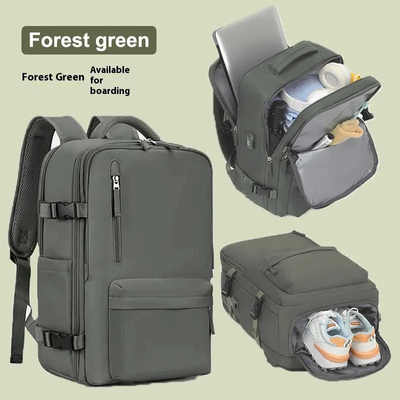 Women's large capacity Oxford cloth luggage backpack with curved straps in light grey colour