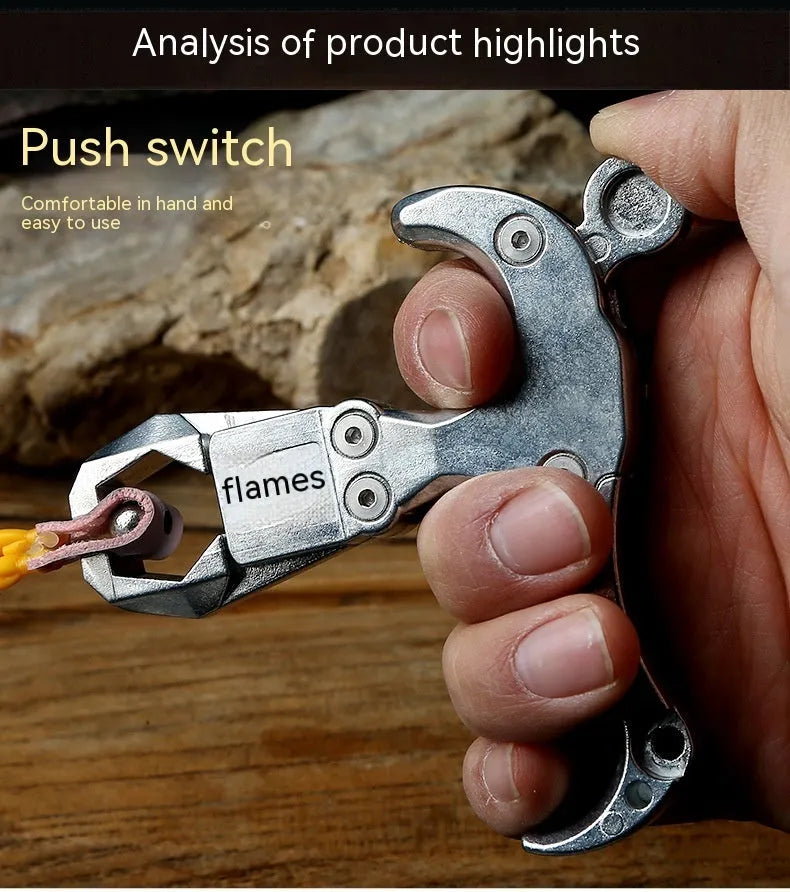 Close-up of alloy archery release aid showing two-axis harpoon clip mechanism with zinc alloy construction