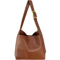 Women's soft PU shoulder bag with swing threads in 28x32x12cm size