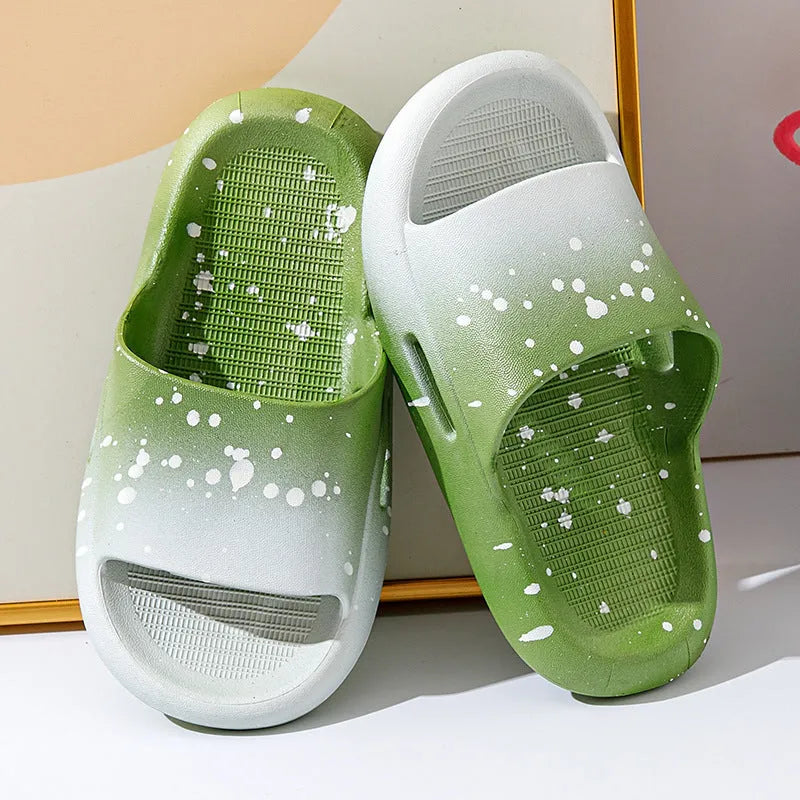 Children's gradient colour PVC summer slippers with non-slip soles in blue, yellow, green, orange, pink or black
