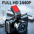 Black car DVR dash cam with a 3-inch screen and a separate camera module for dual lens recording.