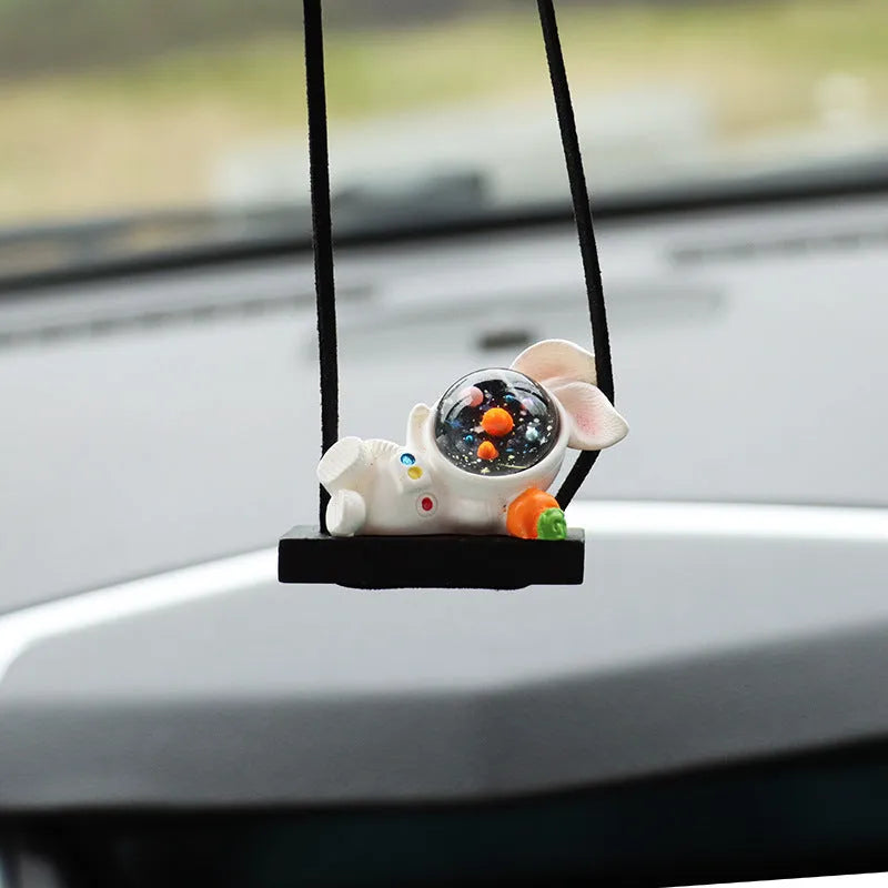 Resin car pendant with cartoon astronaut designs for vehicle interior decoration