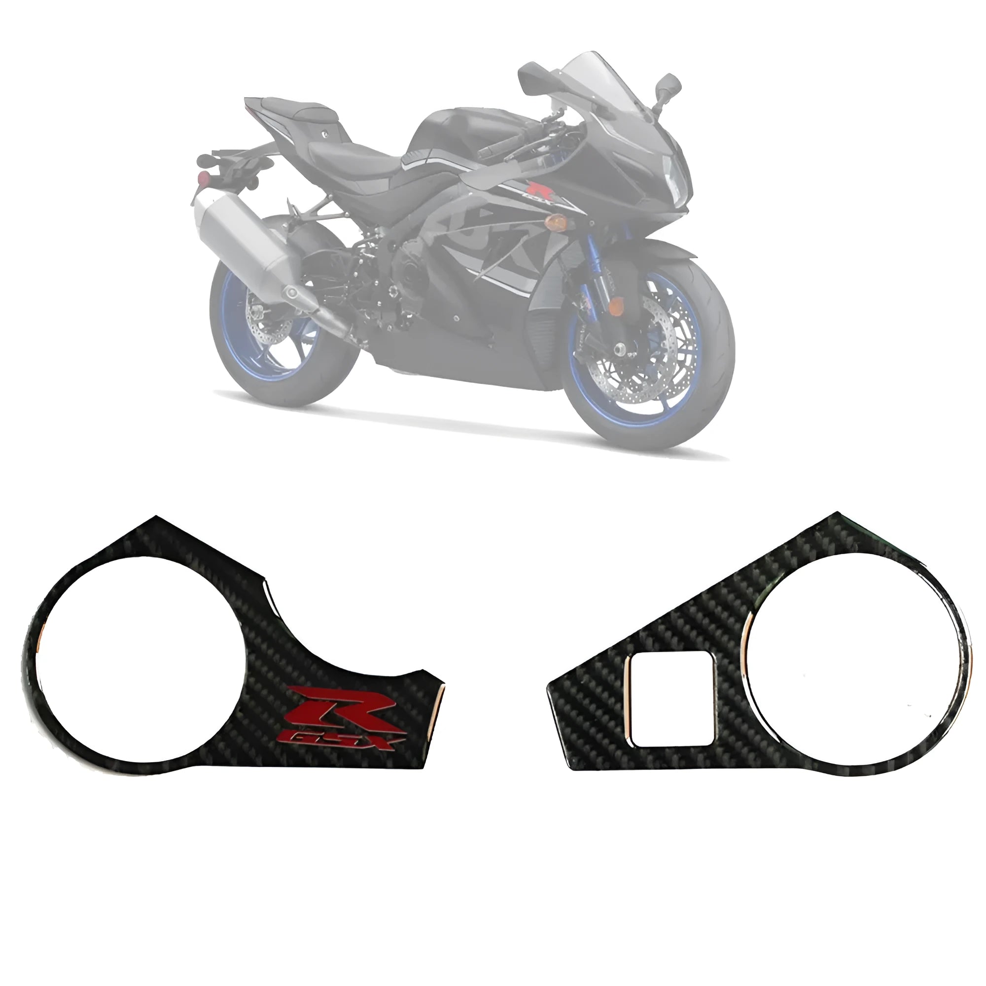 SUZUKI GSXR1000 L1 motorcycle upper connective plate carbon fibre effect adhesive sticker in black