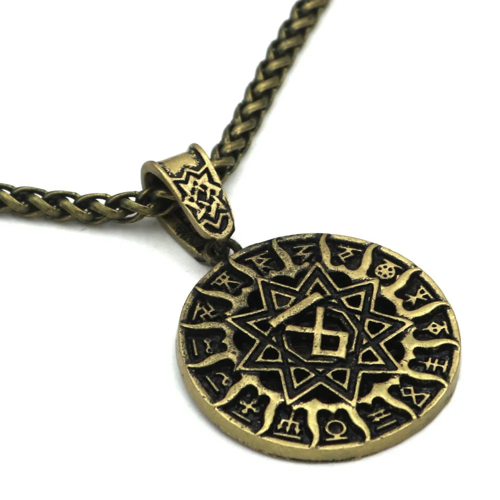 Lunavin ODing logo necklace with Nordic myth pendant on snake bones chain