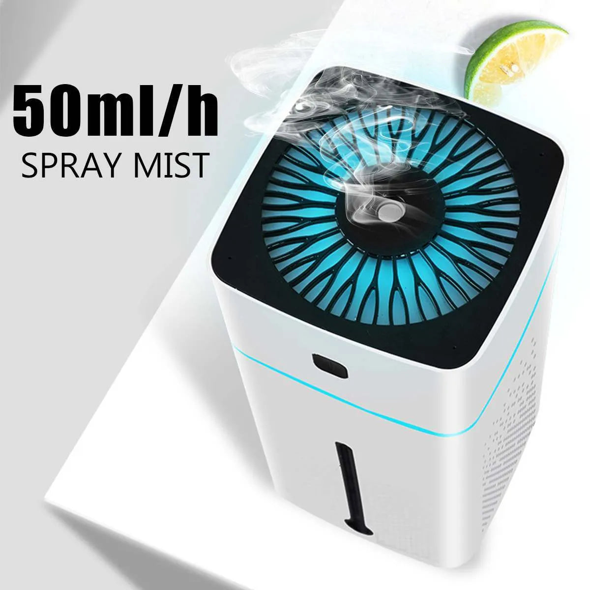 Black or white USB desktop humidifier with 1000ml tank on a desk