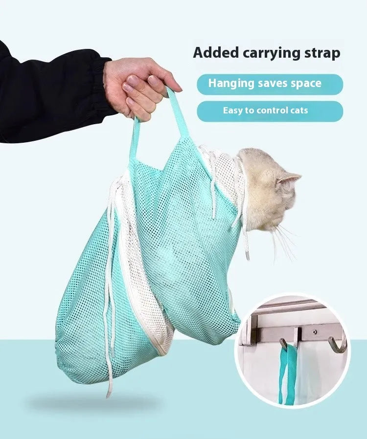 Upgraded fifth generation cat grooming bag with removable lift in pink white colour option