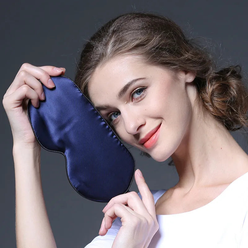 Double-sided mulberry silk eye mask with embroidered print in various colour options