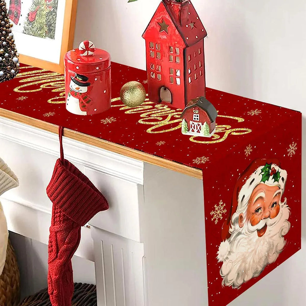 Polyester table flag with Santa Claus design for Christmas party decoration
