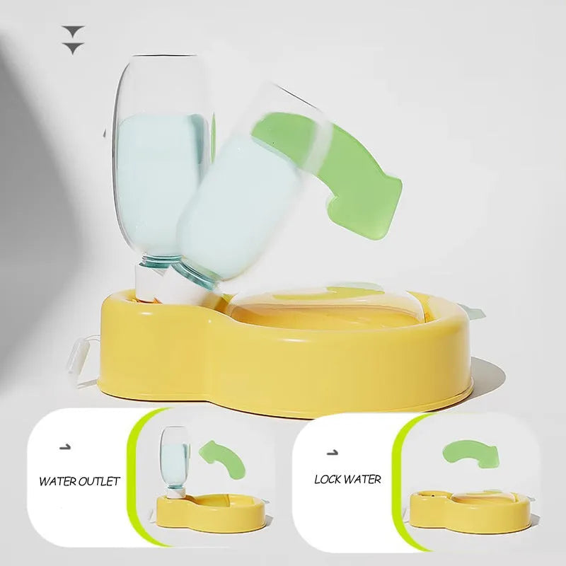 Green portable dog water bottle with integrated drinking bowl for outdoor travel and activities