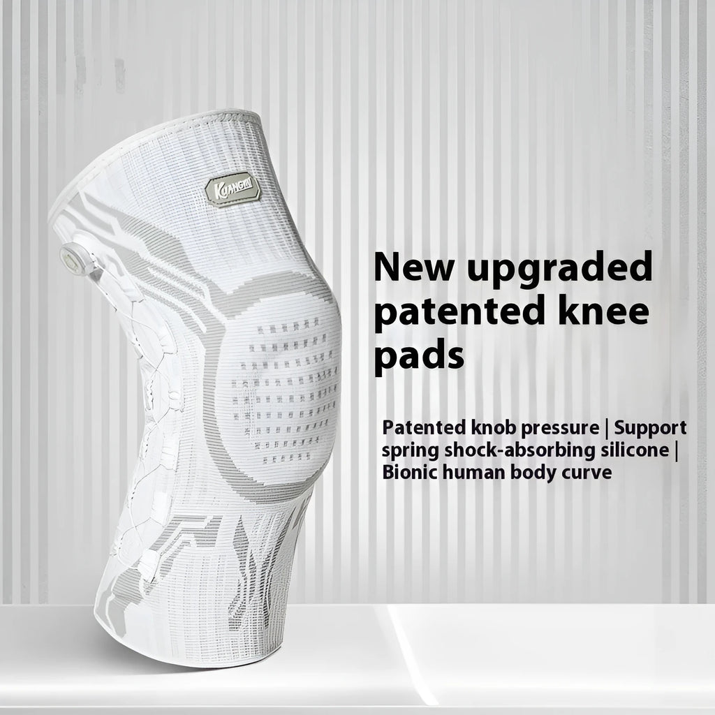 Professional grey-white sports knee pads for basketball, running, football, and badminton in M, L, XL sizes