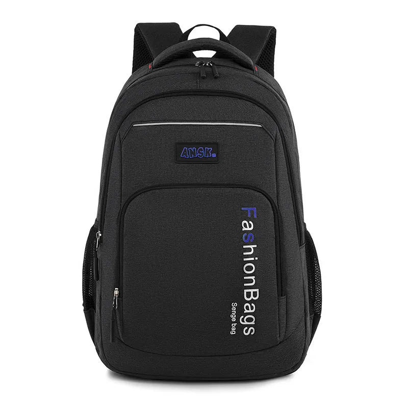 20L nylon fashion backpack showing organisational compartments including computer bag and shoulder straps in available colours
