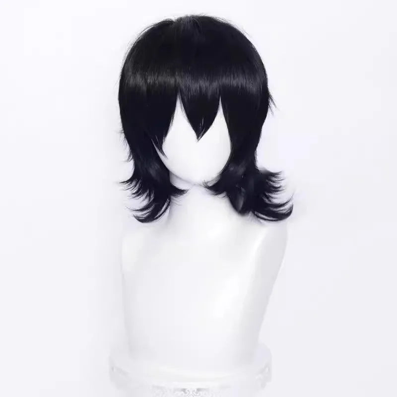 Short red Anime style cosplay wig for men made from high-temperature fibre