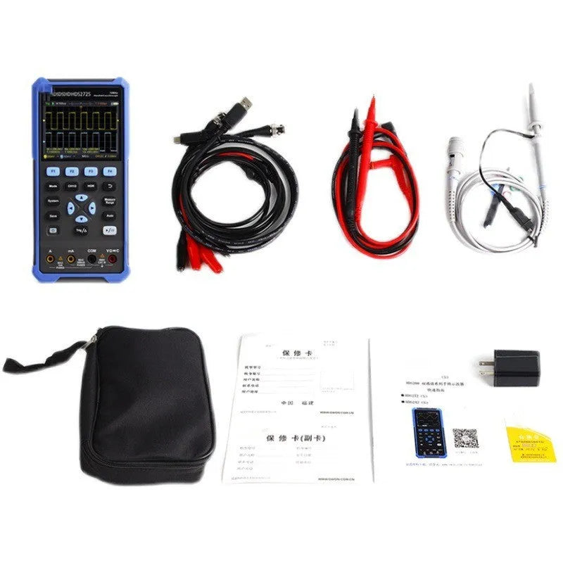 Handheld digital oscilloscope with colour display showing waveform measurement for automotive diagnostics