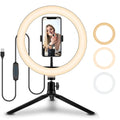 10-inch ring selfie beautifying light with adjustable metal bracket for smartphone video recording