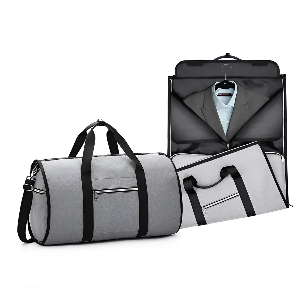 Medium cylinder travel bag in black with Oxford cloth water-resistant material and zipper opening