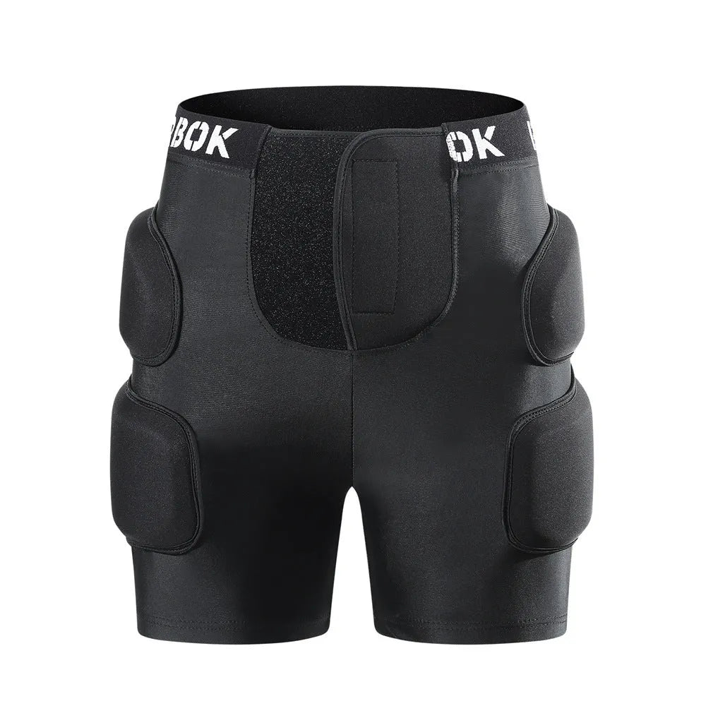 Black spandex hip protection pants with NBR foam padding for roller skating and skateboarding safety
