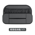 Black genuine leather car seat rear storage bag with dimensions 36cm wide by 24cm tall