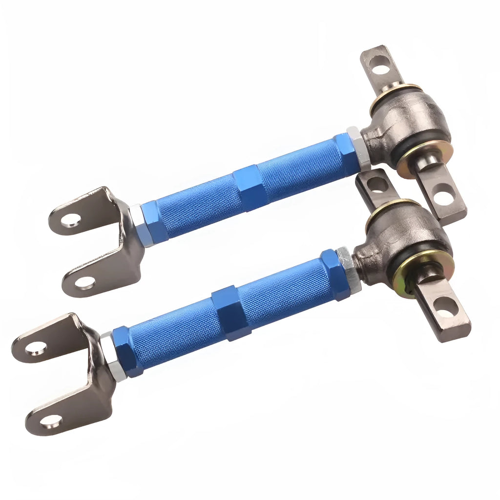 Blue aluminium alloy rear wheel recliner ES bone kit for Honda Civic EP3 suspension modification.