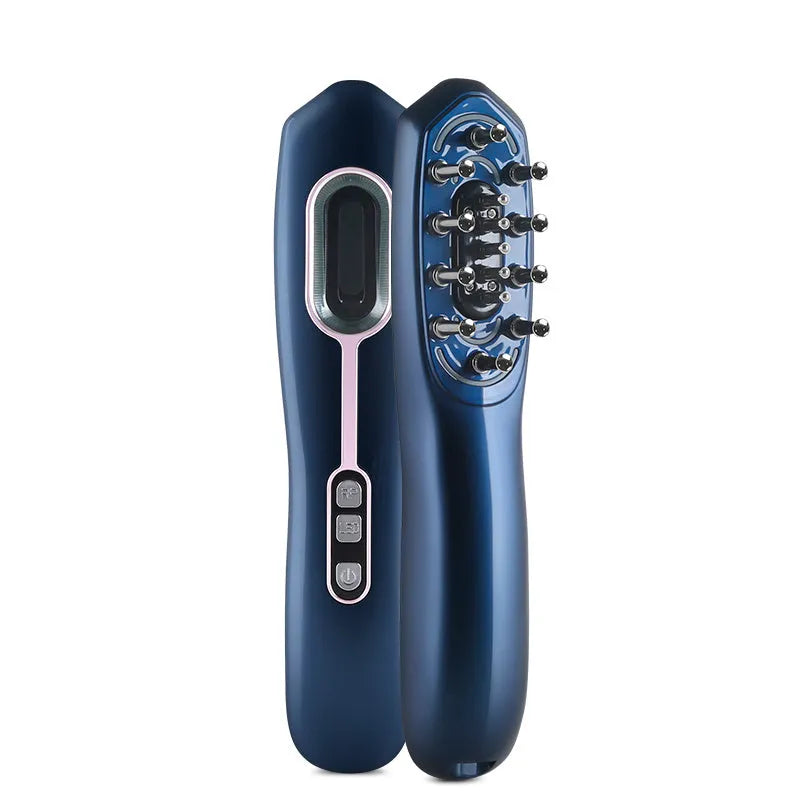 Healthy Comb micro-current radio frequency head massage claw in sapphire blue with push button controls