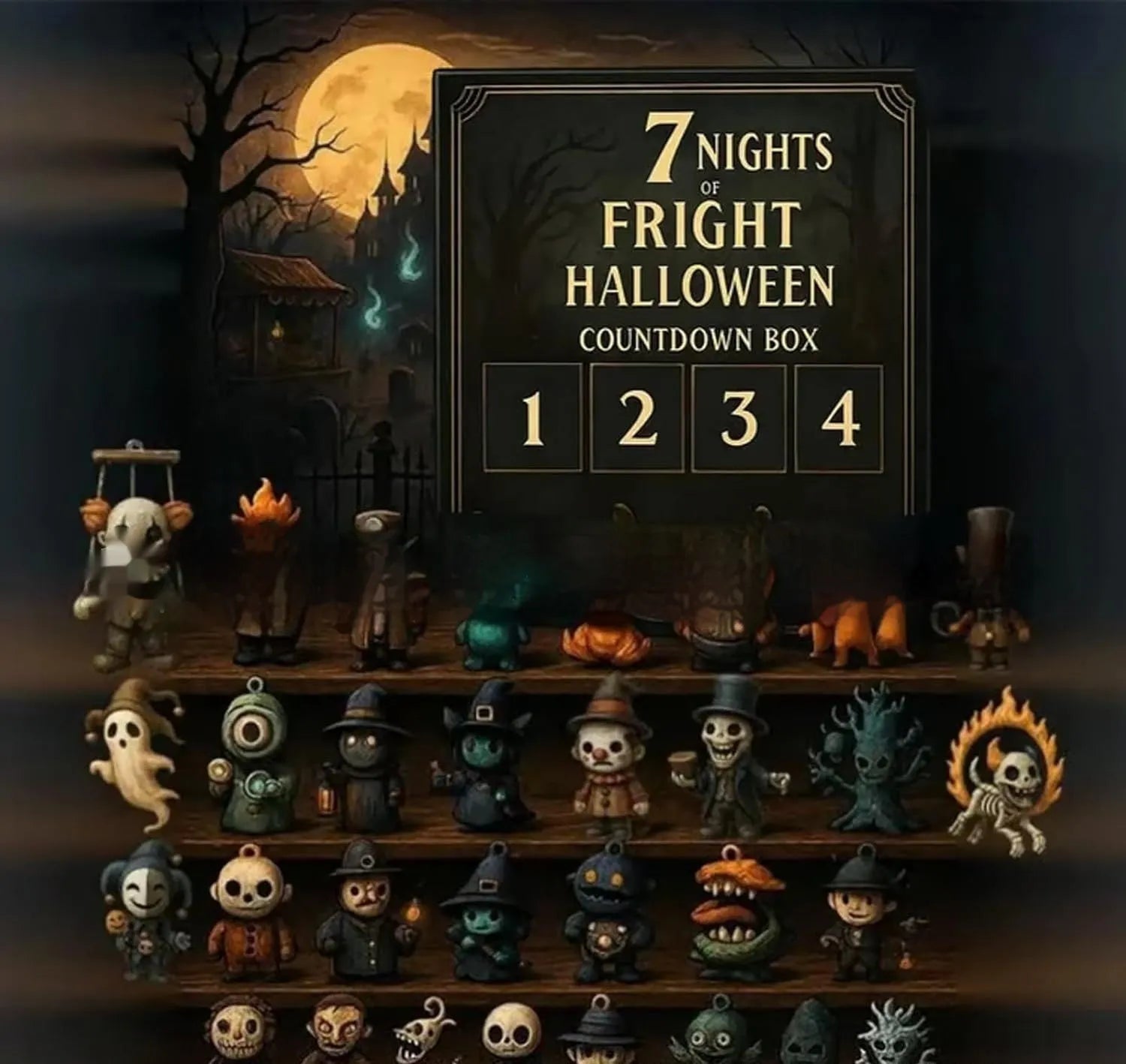 31 night Halloween horror advent calendar box with resin figurine blind boxes